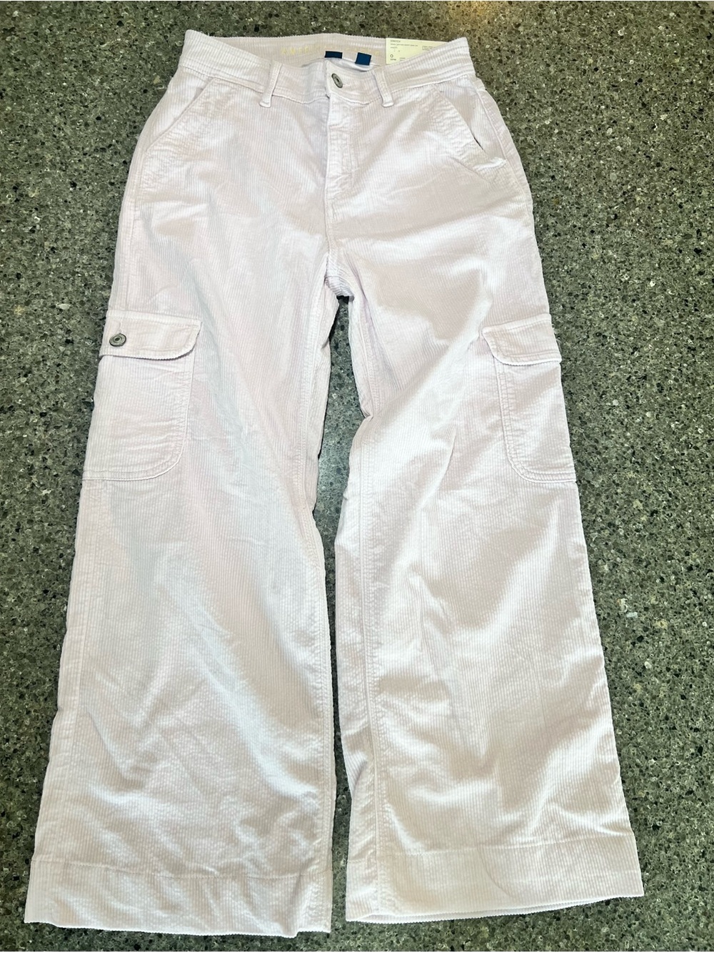 American Eagle Light Pink Corduroy Super High Rise Baggy Wide-Leg Cargo Pants